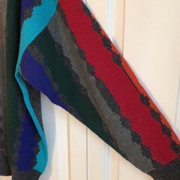 Vintage 90s Jed Wear Wool Blend Colorful Grandpa Sweater Size M - Picture 5 of 7